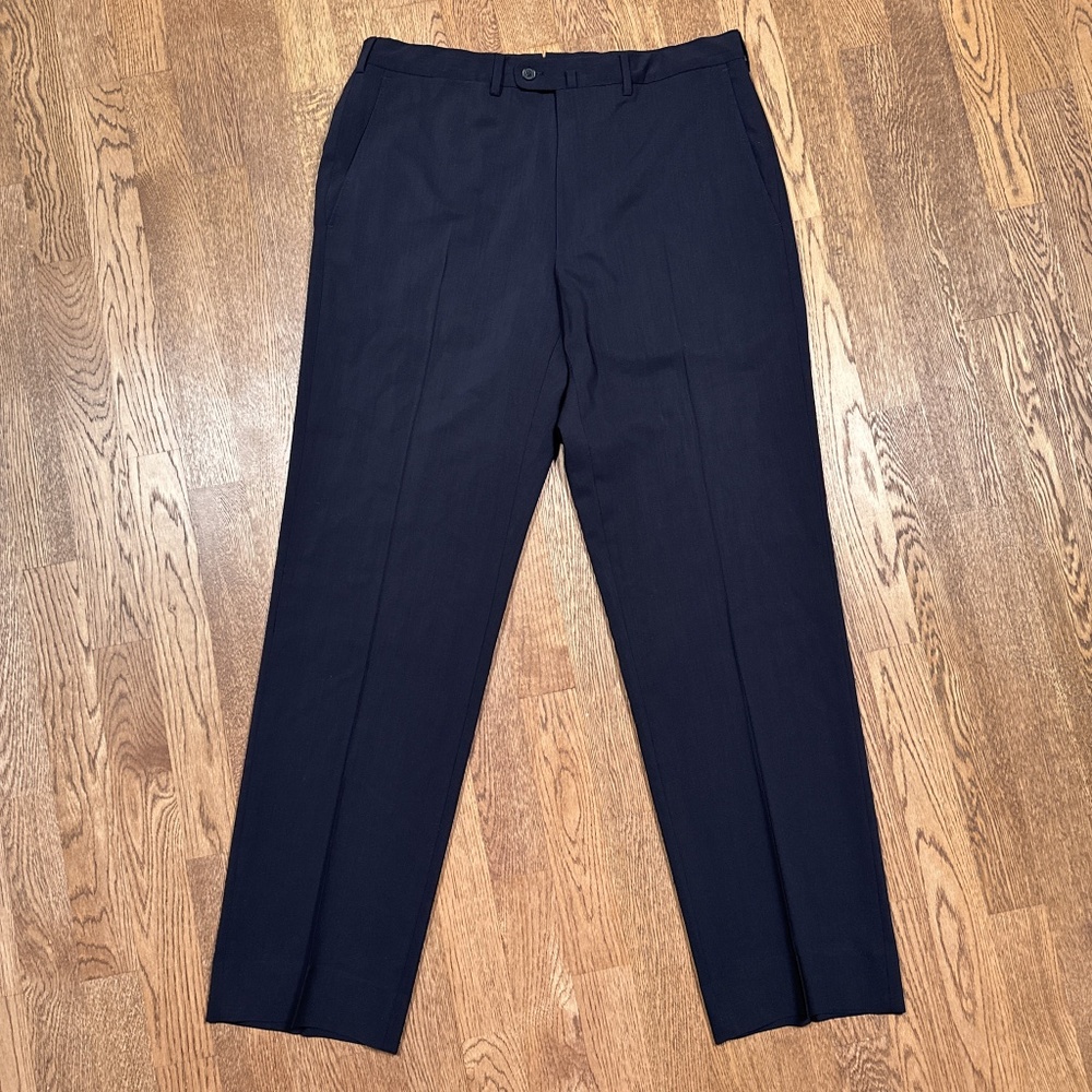 Ermenegildo Zegna Su Misura Wool Navy Blue Straight Dress Pants Mens 36 R